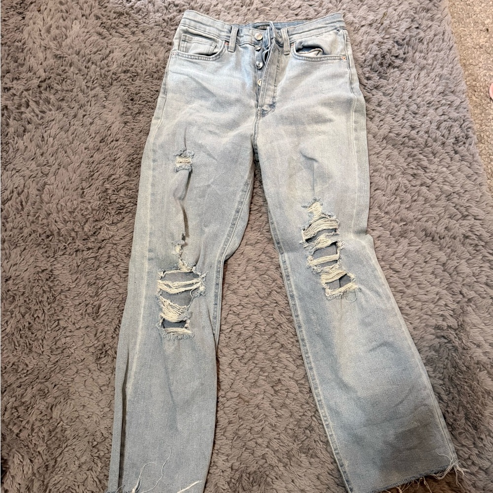 Wild Fable Light Blue Distressed Straight Leg Jeans